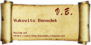 Vukovits Benedek névjegykártya